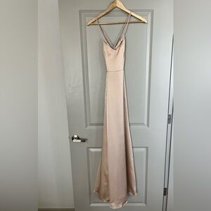 Show Me Your Mumu - Godshaw Goddess Gown - Champagne Lux Satin Size S